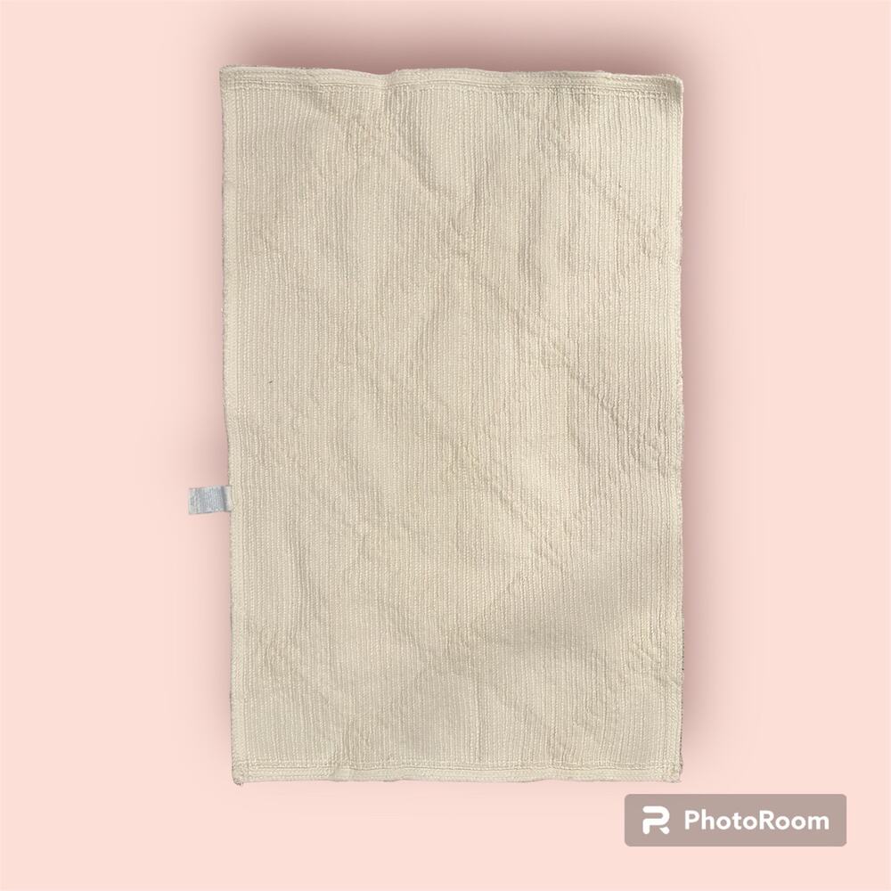 Simply Shabby Chic Antique White 100% Cotton Bath Mat Rug With Lattice Pattern - Picture 2 of 8